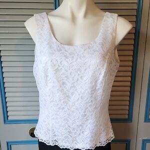 Tahari White Lace Blouse
